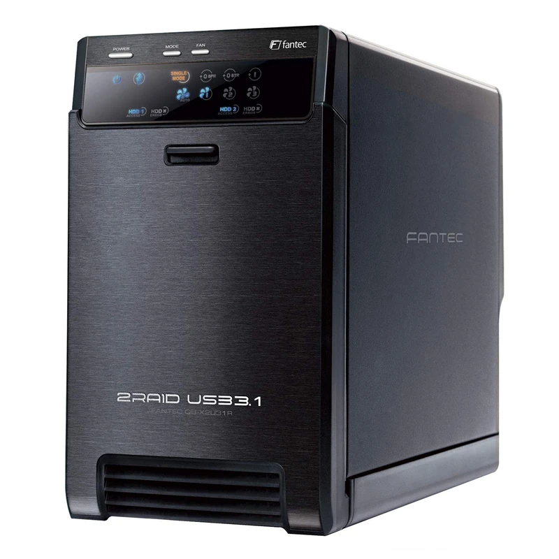 FANTEC QB-X2U31R USB RAID Hard Drive Enclosure for Two 3.5" and 2.5" SATA I/II/III HDDs and SSDs with USB 3.1 Type-C to Type-C Generation II 10G Connector Black