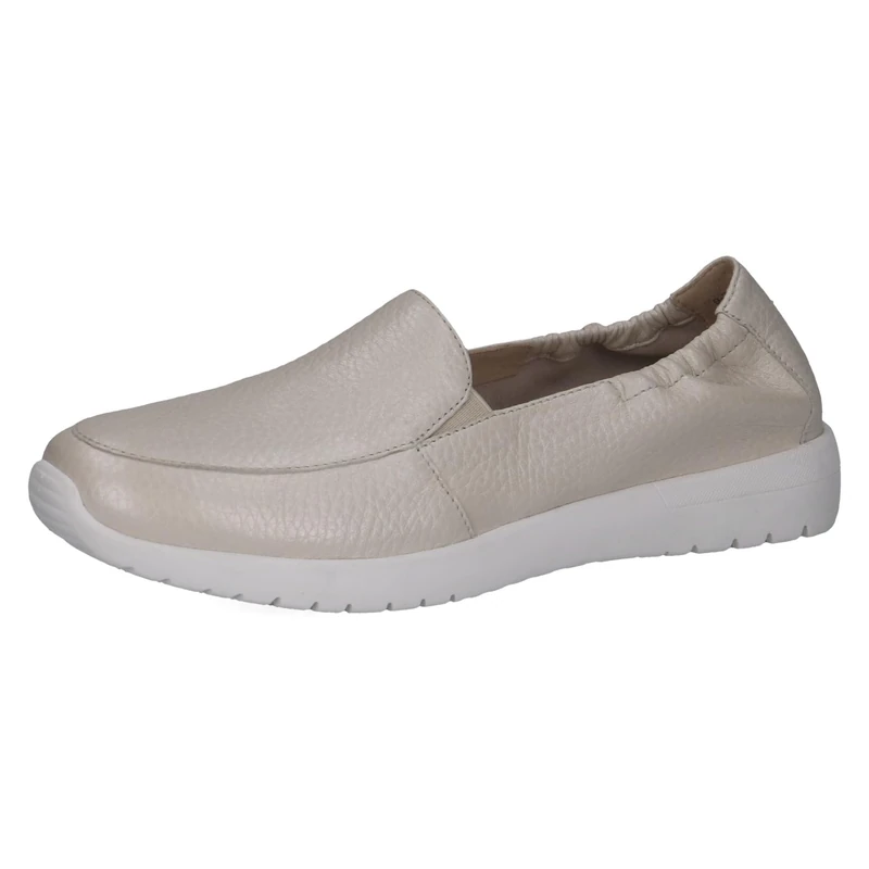 CAPRICE Women's Leather Slip-ons Flat, Cream (Pearl Perl Dee), 7.5 UK