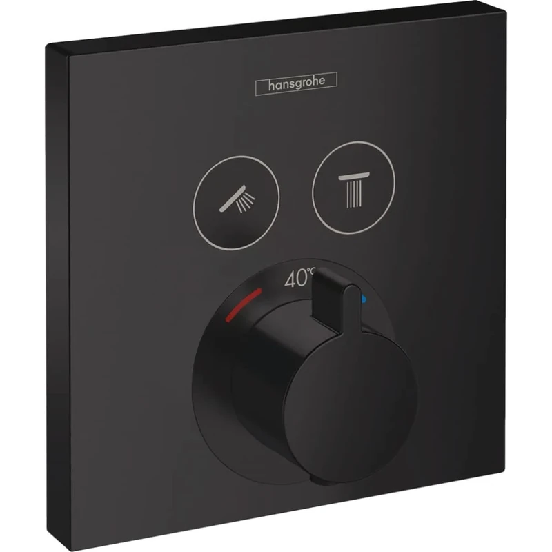 hansgrohe ShowerSelect - Thermostat Concealed, Thermostatic Mixer with Safety Stop at 40 °C, Mixer tap for 2 Functions, matt Black, 15763670
