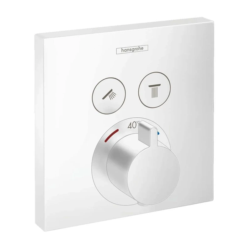 hansgrohe ShowerSelect - Thermostat Concealed, Thermostatic Mixer with Safety Stop at 40 °C, Mixer tap for 2 Functions, matt White, 15763700
