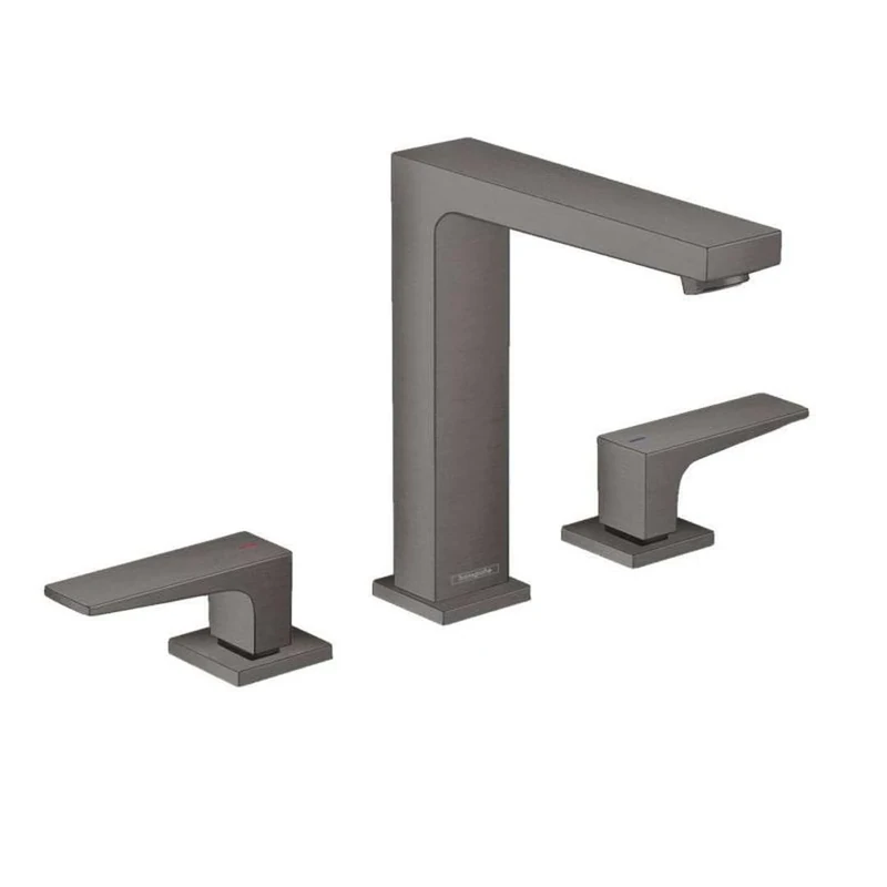 hansgrohe 32515340 Metropol 160 with Lever Handles and Push-Open Drain Fitting Brushed Black Chrome 3-Hole Washbasin Tap