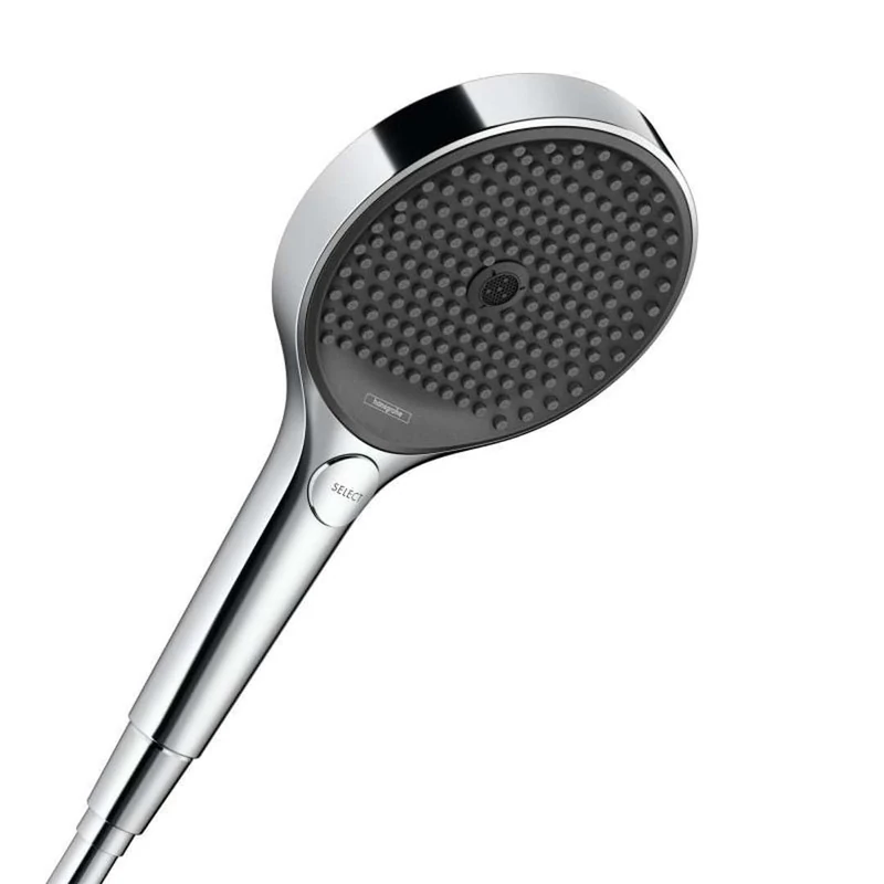 hansgrohe Rainfinity - water-saving shower head 9 l/min (EcoSmart), hand shower round (⌀ 130 mm) with 3 sprays, with anti-limescale function, chrome, 26865000