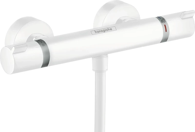 hansgrohe Ecostat Thermostatic Shower Mixer Comfort for Exposed Installation, Matt White, 13116700