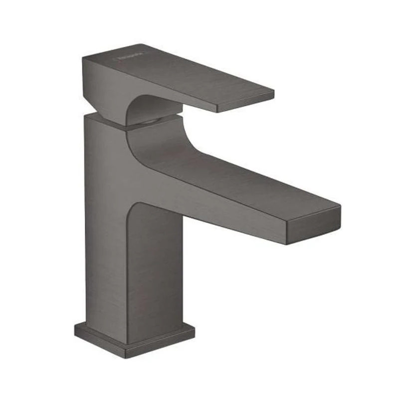 hansgrohe Metropol Water Saving Tap with Long Spout 127 mm and Height 100 mm with Push-Open Drain Fitting Brushed Black Chrome
