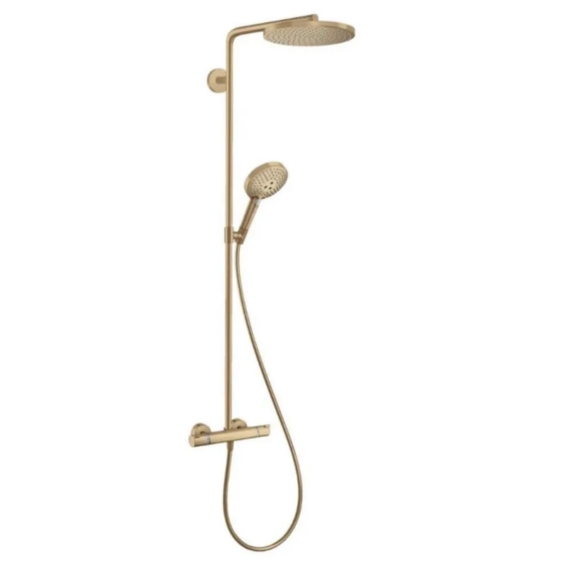 hansgrohe Raindance Select S Showerpipe 240 1jet PowderRain with Thermostatic Shower Mixer, Brushed Bronze, 27633140