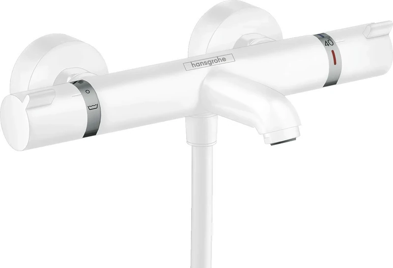 Hansgrohe Ecostat Bath Mixer - White, Exposed Install