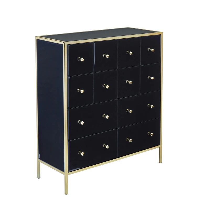 Birlea Black Mirrored Chest of Drawers Fenwick Mirror Glass 10 Drawer Merchant