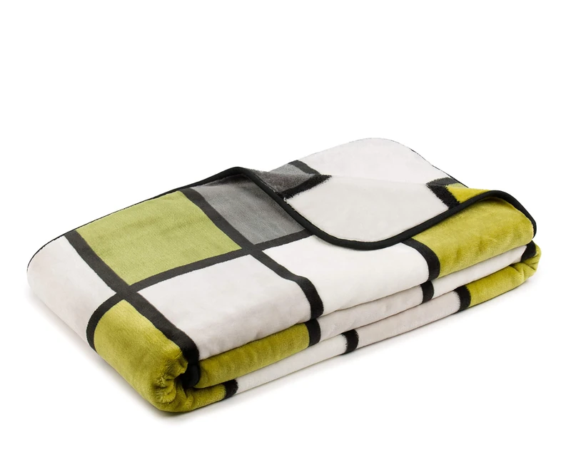 Gözze - Soft Blanket, Cashmere Feel, High Fabric Weight 500 g/m², Antigua, 150 x 200 cm - Green /Anthracite/White