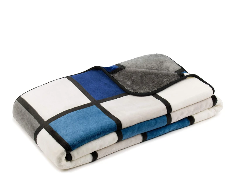 Gözze - Soft Blanket, Cashmere Feel, High Fabric Weight 500 g/m², Antigua, 150 x 200 cm - Blue/Silver/White