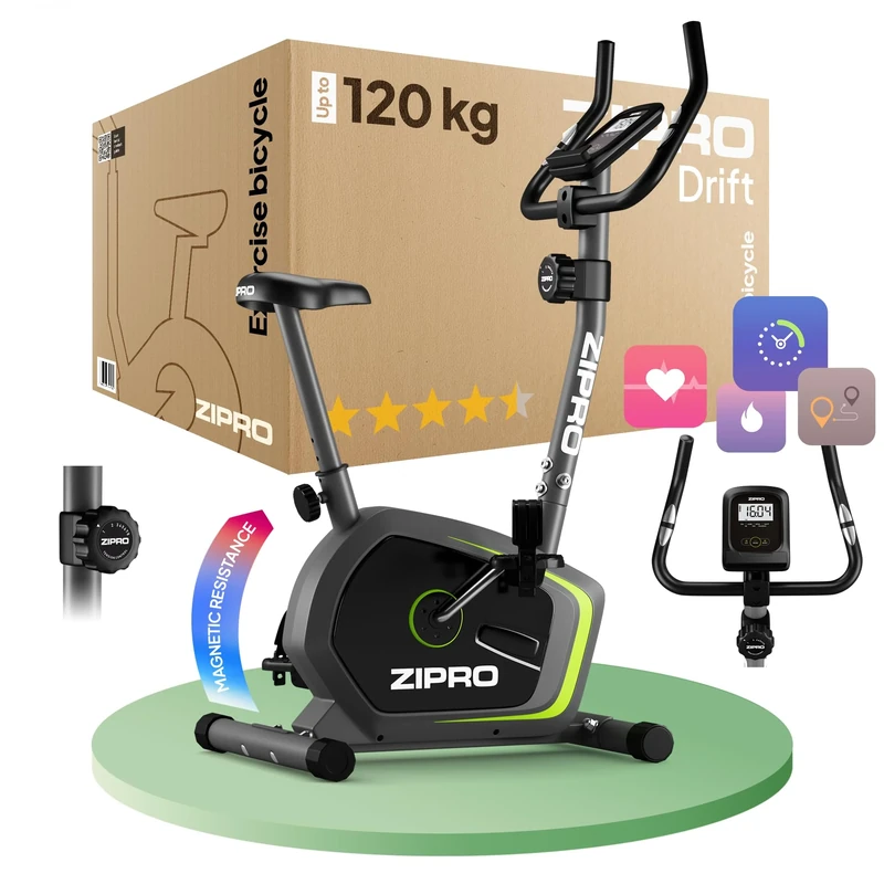 Zipro Adult Magnetic Fitness Bike Exercise Bike Drift up to 120 kg, Black, One Size standard size