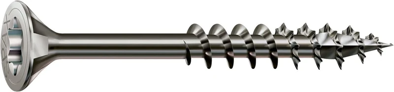 Stainless Steel Screw, 8 x 180 mm, Pack of 50, Partially Threaded, Countersunk Head, T-Star Plus T40, 4CUT, Stainless Steel A2-0197000801805