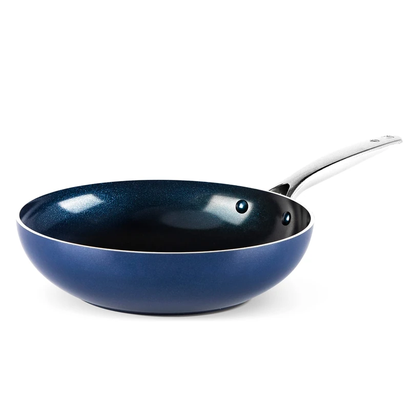 Blue Diamond Cookware Diamond Infused Ceramic Nonstick 28 cm/3.7 Litre Wok Pan, PFAS-Free, Induction, Oven Safe, Blue - Image 1