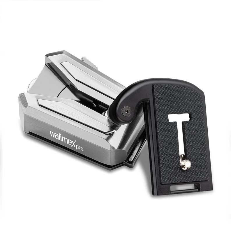 Walimex pro Camera Clip with V-Dock for Belt and Quick Release Plate I Metal Camera Holster I Arca-Swiss Compatible I V-Clip with Camera Security I Load up to 5 kg I for Belts up to 50 mm Wide - Image 1