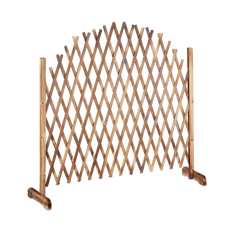 Relaxdays Wooden Trellis, Extendable, Freestanding, Garden Lattice, Balcony Climbing Aid, Natural