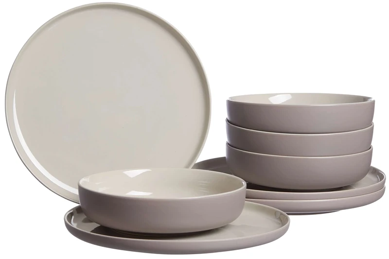 Ritzenhoff & Breker Jasper Dinner Set, Taupe, Stoneware, Dinner Plates and Soup Bowls for 4