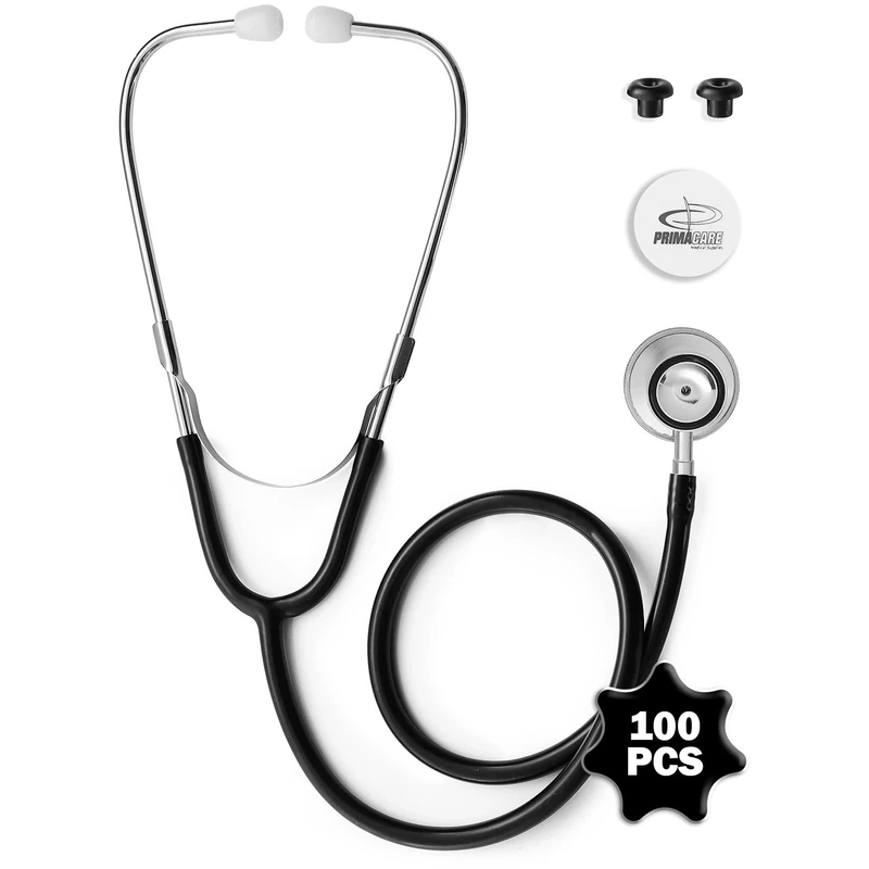 Primacare CSDS-9291-BK Pediatric Dual Head Stethoscope, Black, 22-Inch, Pack of 100