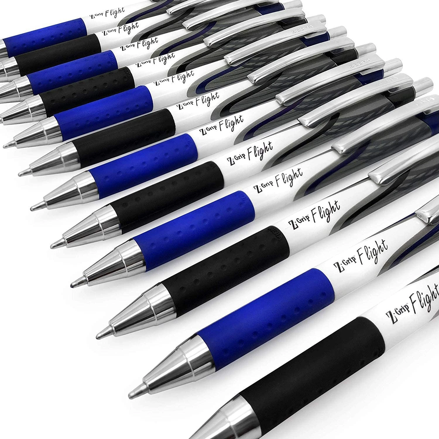 Zebra Classic Z-Grip Flight Ballpoint Pens - 1.2mm - Black and Blue Ink - Pack of 10