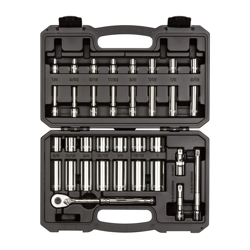 TEKTON 3/8 Inch Drive 6-Point Socket and Ratchet Set, 34-Piece (1/4-1 in.) | SKT15101