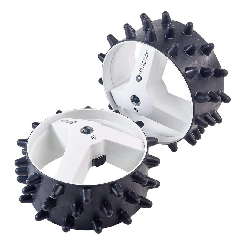 Motocaddy M-Series DHC Golf Trolley Hedgehog Spiked Wet Weather Wheels Pair - Image 1