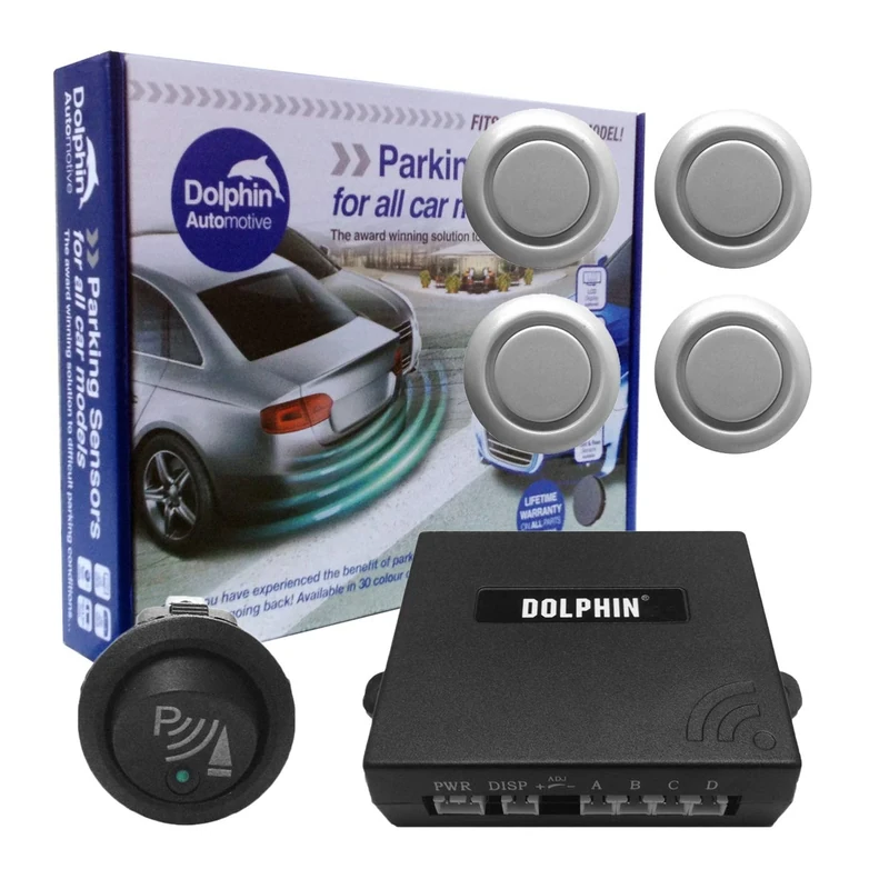 Dolphin Automotive DMS400F Micro Car Van Front Parking Sensors With Longer 6m Leads and Parking Switch in 9 Coloured Options UK (Pearl White)