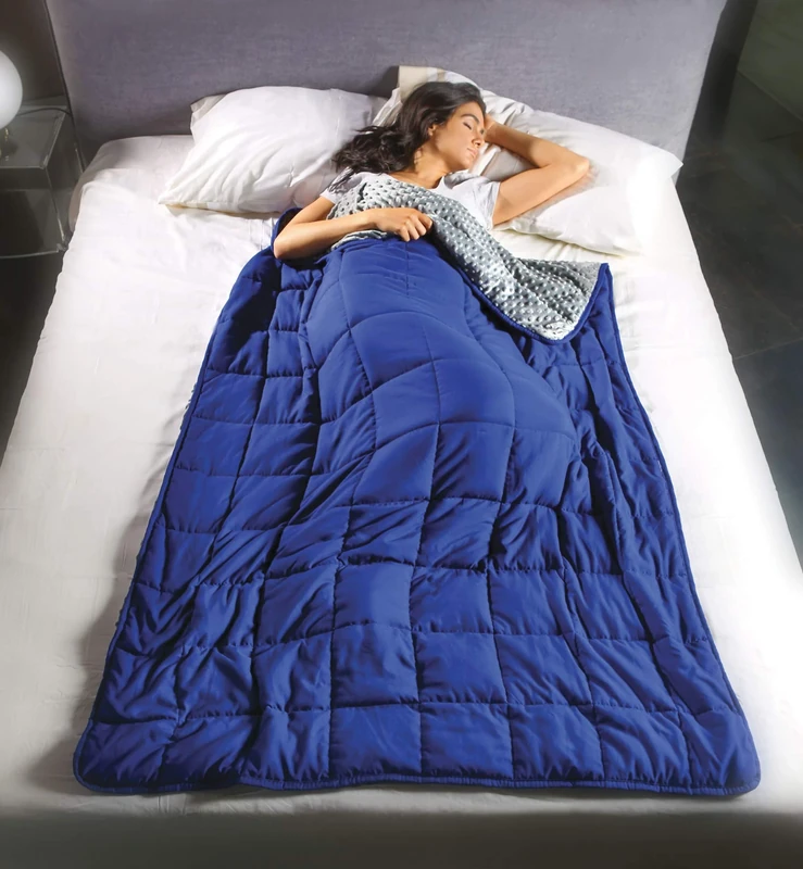 Kanguru CALMYA Adults/Teenagers – Premium Quality-Autism Sensory Heavy Weight Blanket for Sleep, Reduces Anxiety, Insomnia 10,5 kg 23lbs 120x180 cm (40 x 70 inches), Polyester, Blue