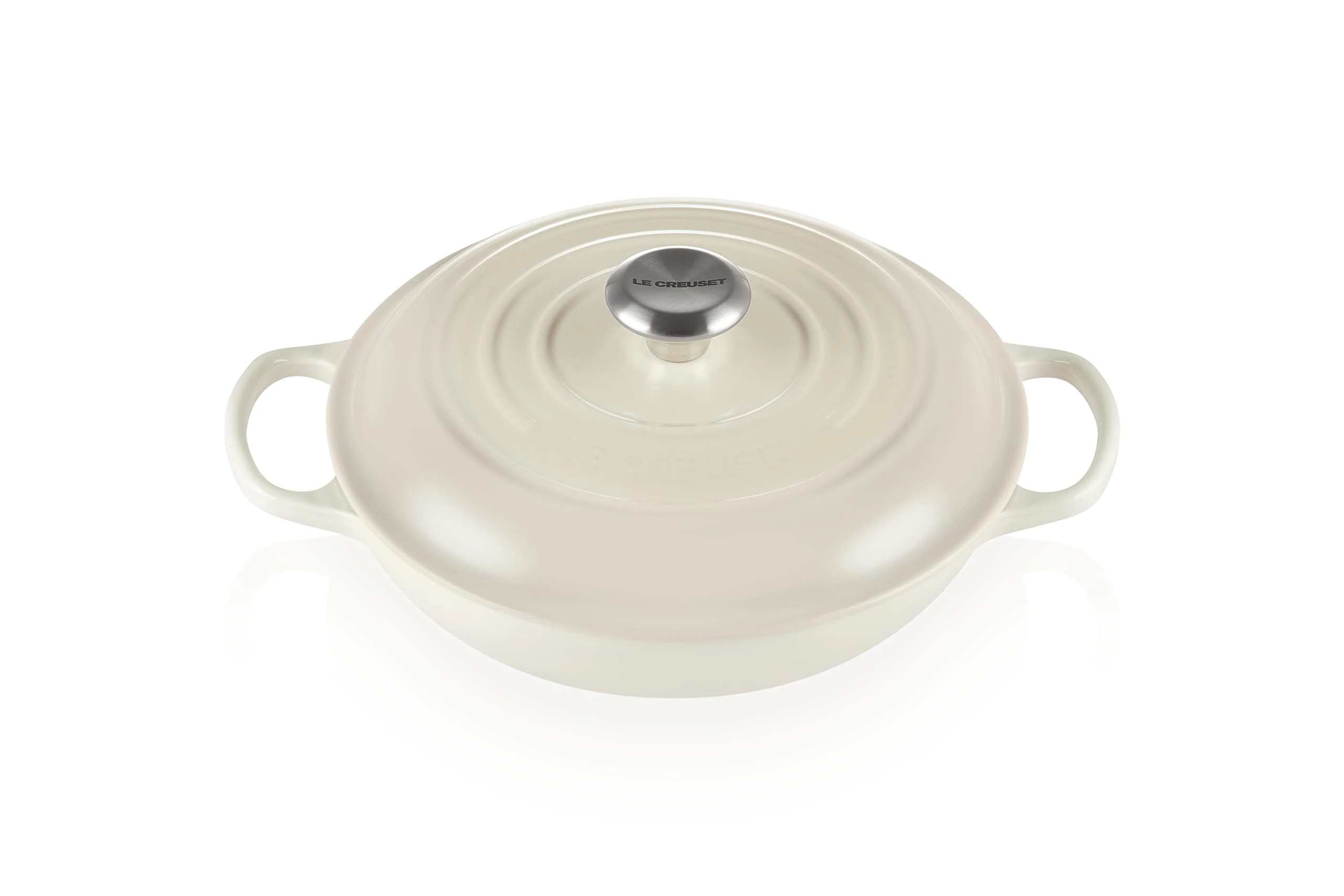 LE CREUSET Signature Sh.Casserole/braiser 26cm Meringue SS Knob