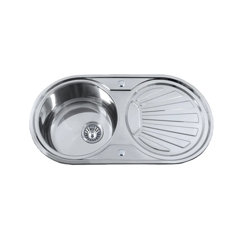 Edesa | Over-The-Counter Sink | Model K2 SE 84 1C1E Reversible | Recessed Sink | 1 Round Basin | Kitchen Sink with Drain | with tap Hole | Width 45 cm