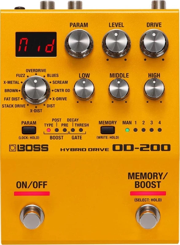BOSS OD-200 Hybrid Drive Guitar Pedal, Hybrid Design with Analog And Digital Circuitry, Twelve Drive Modes