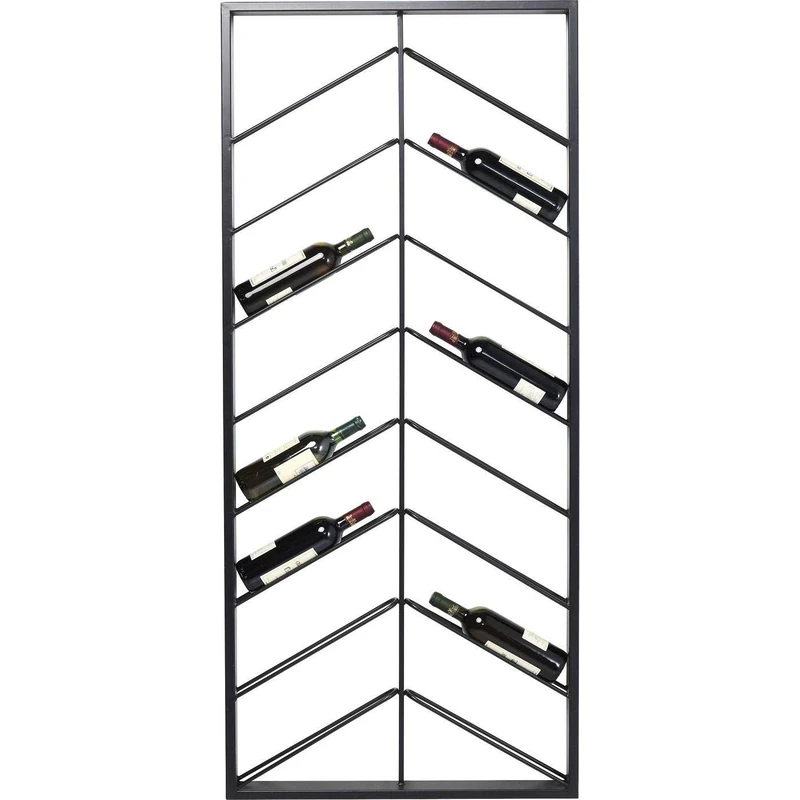 Kare Design Wall Wine Shelf Bistro Double, Black, Steel, Hanging Wine Rack for Bottle, 70x160cm, Industrial Style, Wall Decor, Room Decor. Home Decor for Living Room, Kitchen