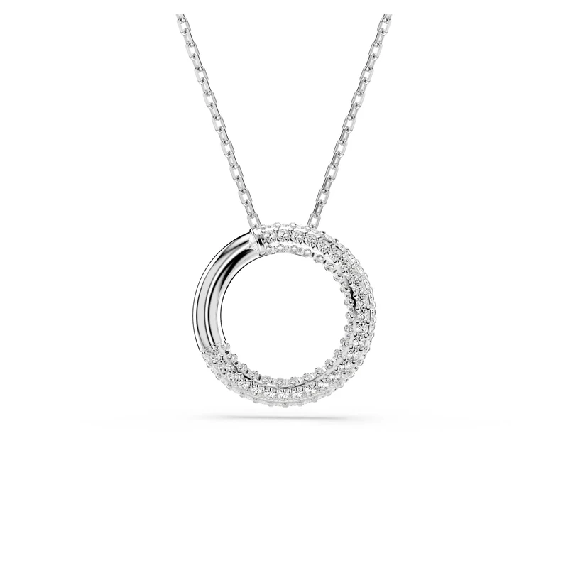 Swarovski Dextera Pendant Necklace, Clear Pavé Crystals in a Rhodium-Finished Setting, Part of the Dextera Collection