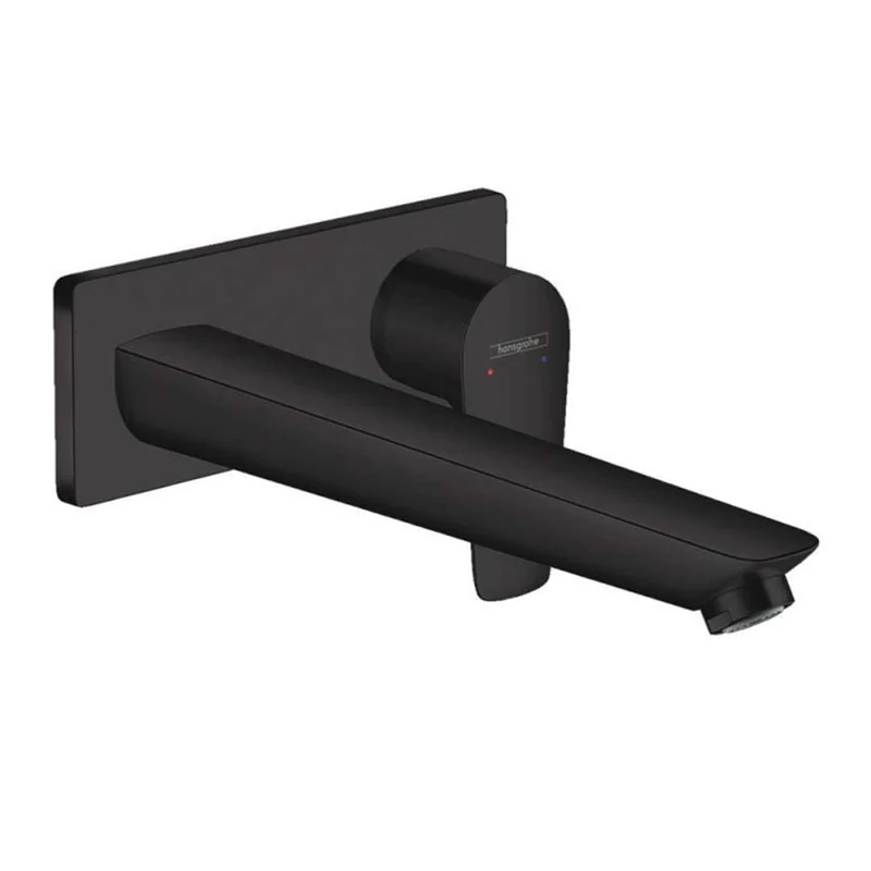 hansgrohe Talis E Wall-mounted Basin Mixer tap, Spout length 225 mm, Matt Black, 71734670