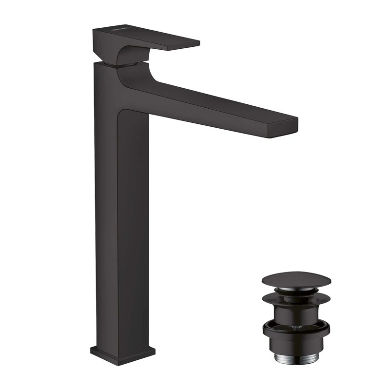 Hansgrohe Metropol Single Lever Basin Mixer 260 With Lever Handle For Wash Bowls With Push-Open Waste, Matt Black, 32512670
