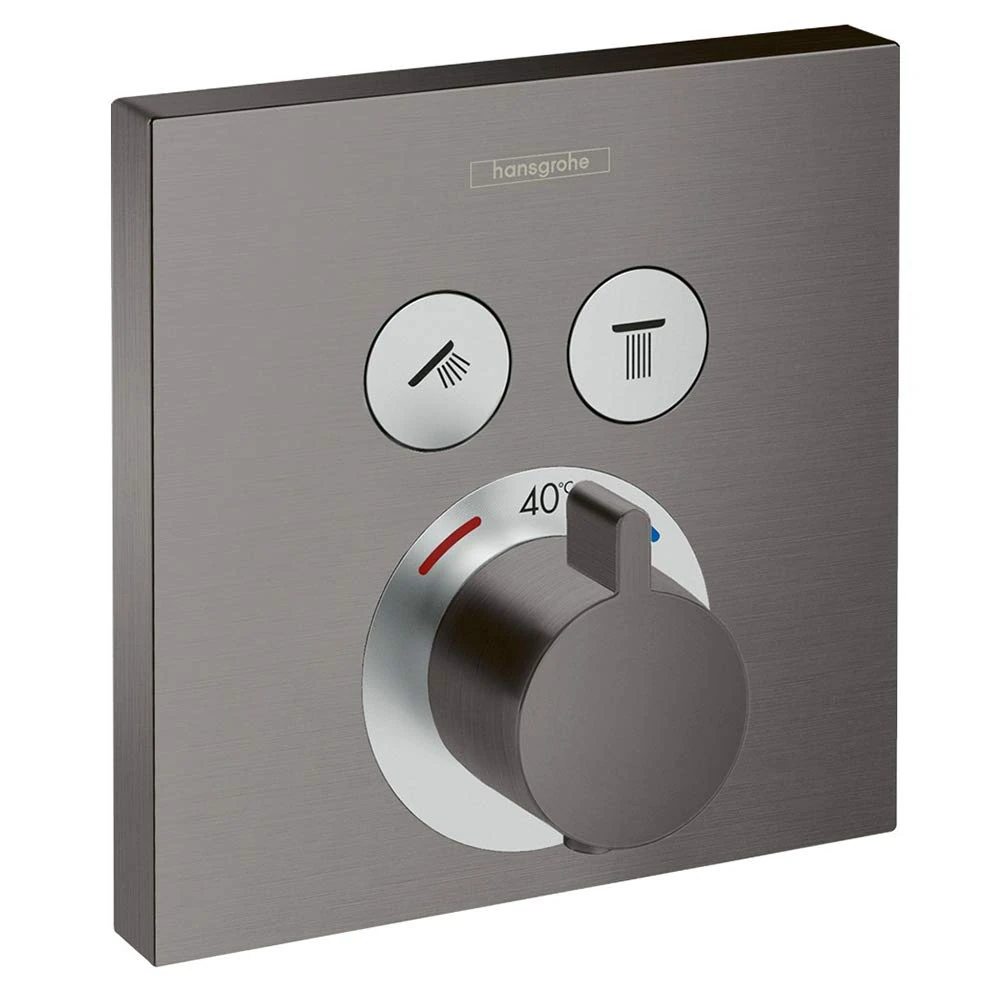 Hansgrohe 15763340 ShowerSelect Flush-Mounted Thermostat for 2 Consumers Brushed Black Chrome, 2 Functions