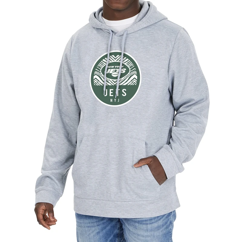 Zubaz Men's Nfl New York Jets Team Graphic Gray Hoodie, Lg sports fan sweatshirts, Team Color, L UK