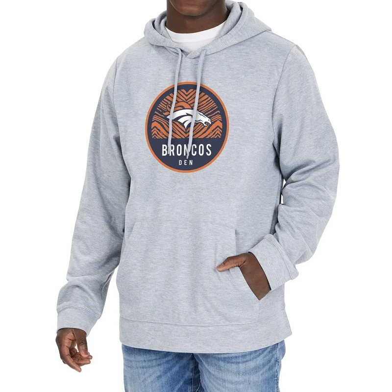 Zubaz NFL Denver Broncos Men's Team Graphic Gray Hoodie, Gray, Medium