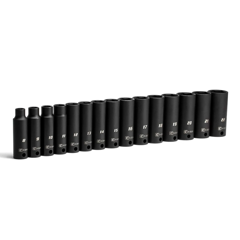 Capri Tools 3/8 in. Drive Metric Deep Impact Socket Set (15-Piece), deep Set / 8-22 mm (CP53000-15MD)
