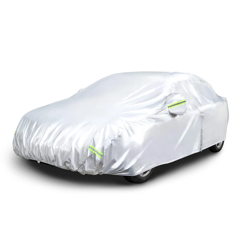 Amazon Basics Silver Weatherproof Car Cover - 150D Oxford, Sedans up to 483 cm - Image 1