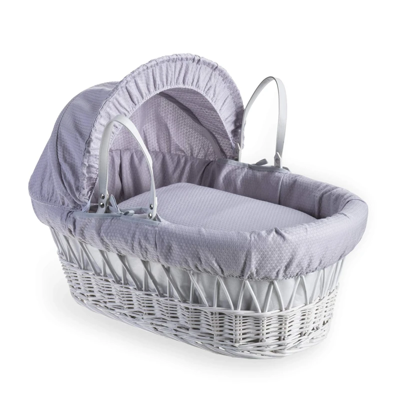Clair de Lune Moses Basket, Grey, 66 x 29 x 26 cm