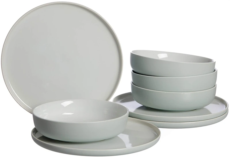 Ritzenhoff & Breker Jasper 8-Piece Mint Stoneware Dinner Set, Dinner Plates and Soup Bowls for 4