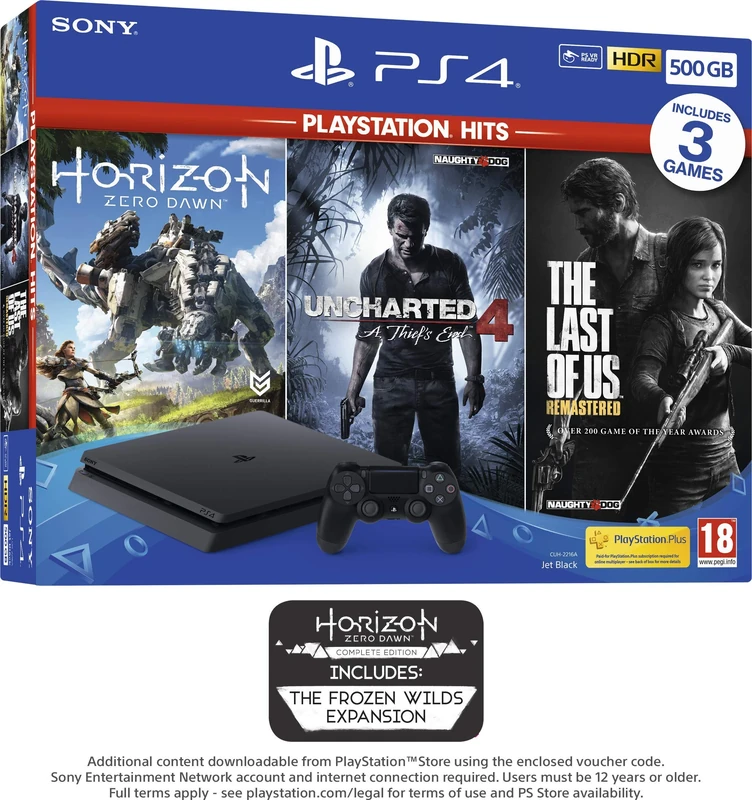 Playstation 4 500GB and 3 Game Hits Bundle (PS4)