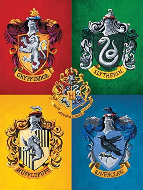 Pyramid International HARRY POTTER Canvas Print Colourful Hogwarts School Crests 60cm x 80cm - Official Merchandise