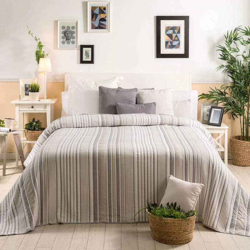 Sancarlos MULTIRAYAS Designer Bedspread 250X270 grey - Image 1