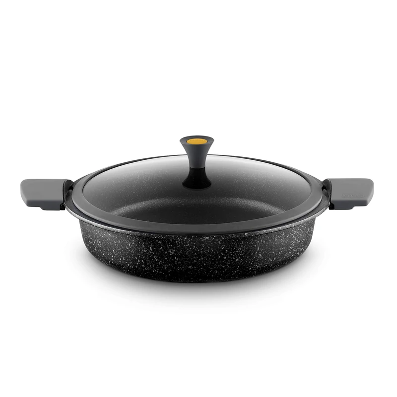 CASTEY - Low Induction Saucepan, 22 cm, Aluminium, with Tempered Glass lid, Non-Stick Coating, evenly distributes Heat, Resistant and Durable, PFOA Free