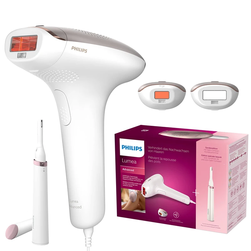 PHILIPS Lumea Advanced BRI921/00, Permanent Hair Removal Epilator with Light, 2 Attachments, Bikini Trimmer, Black