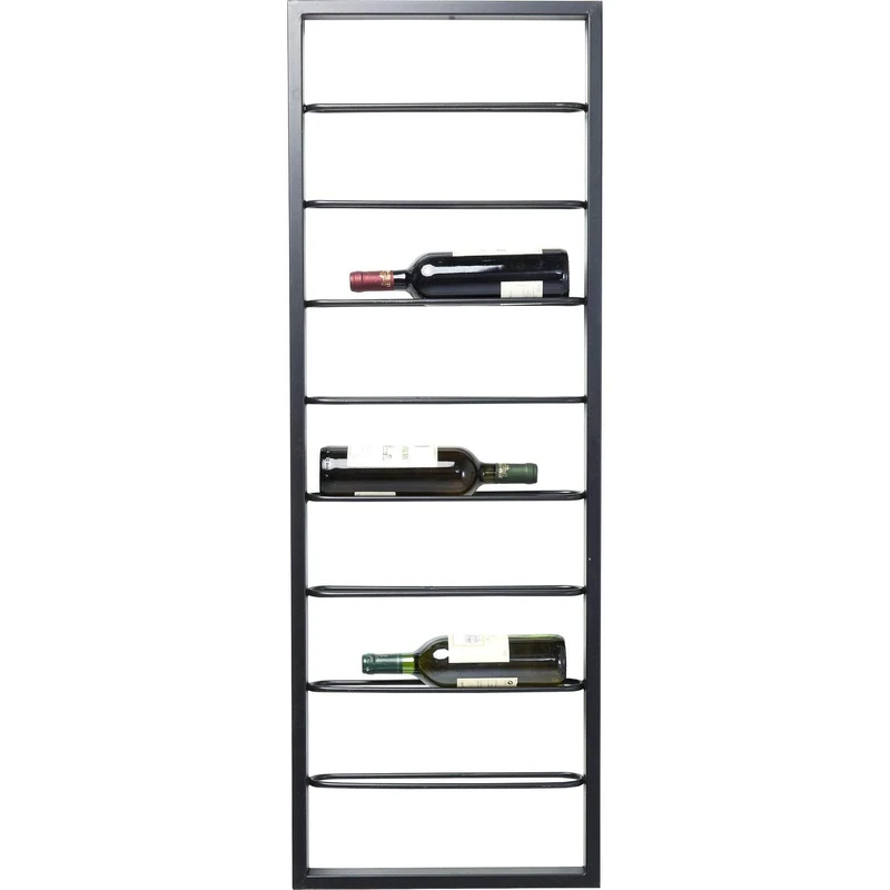 Kare Design Wall Wine Shelf Bistro, Black, Steel, Hanging Wine Rack for Bottle, 42x120cm, Industrial Style, Wall Decor, Room Decor for Living Room, Kitchen