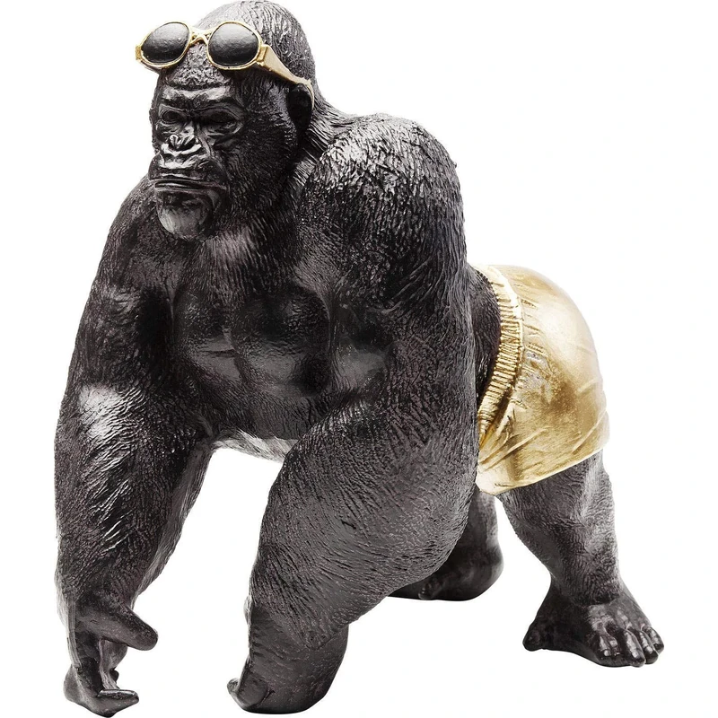 Kare Design Deco Figurine Monkey Beach, Black, Animal Sculpture, Gift Idea, Table Decoration, Room Decor for Living Room, Hallway, Dining Room, 30x30x21 cm (H/W/D) - Image 1