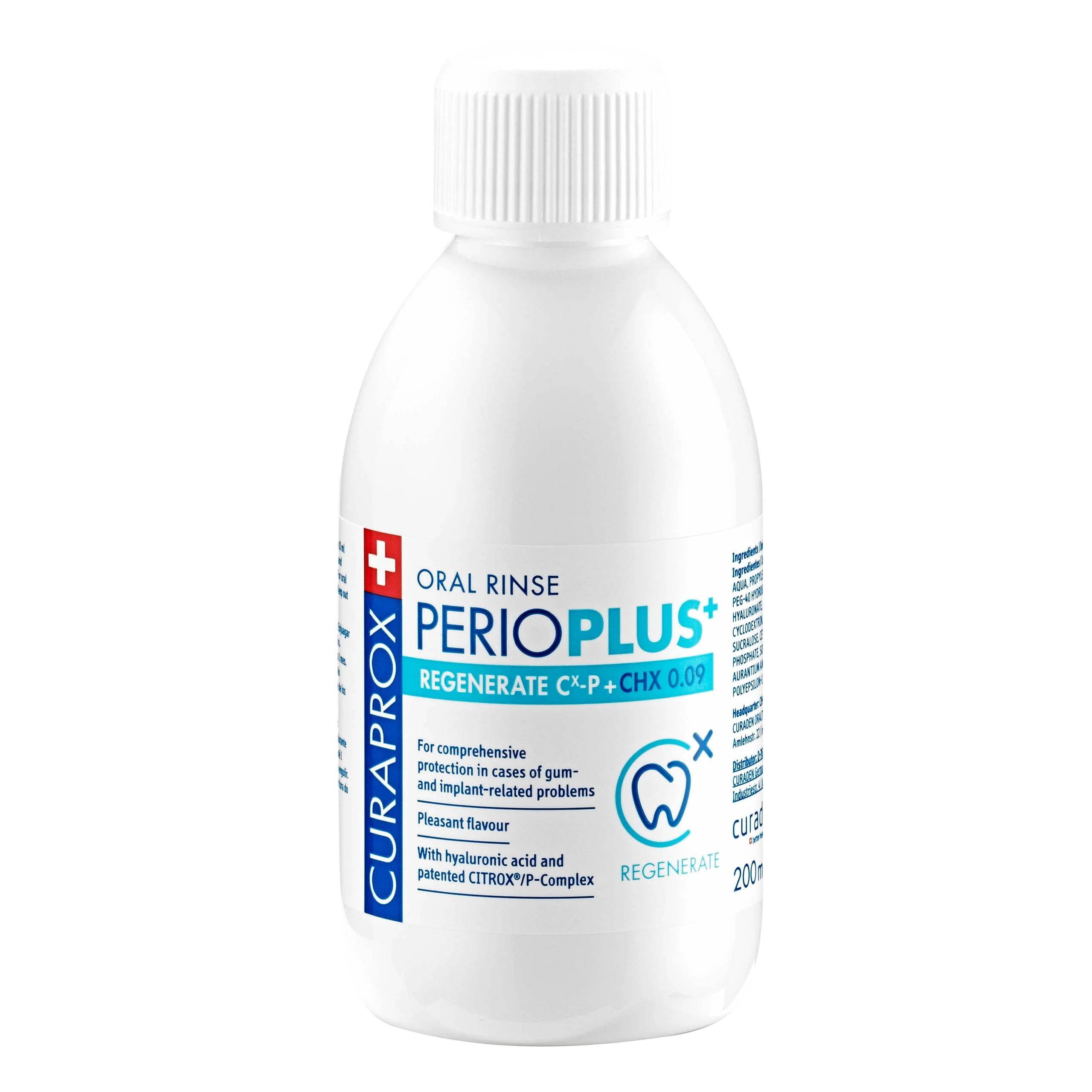 Curaprox Perio Plus Regenerate Mouthwash – CHX 0.09% with CITROX®/P Formula | Supports Gum Health & Daily Oral Care | 200ml | Designed in Switzerland