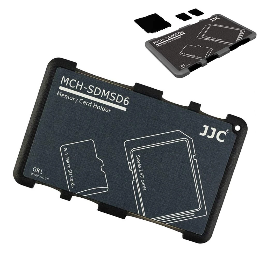 JJC Memory Card Case Portable Slim Holder Storage for 2 SD Cards + 4 Micro SD Cards