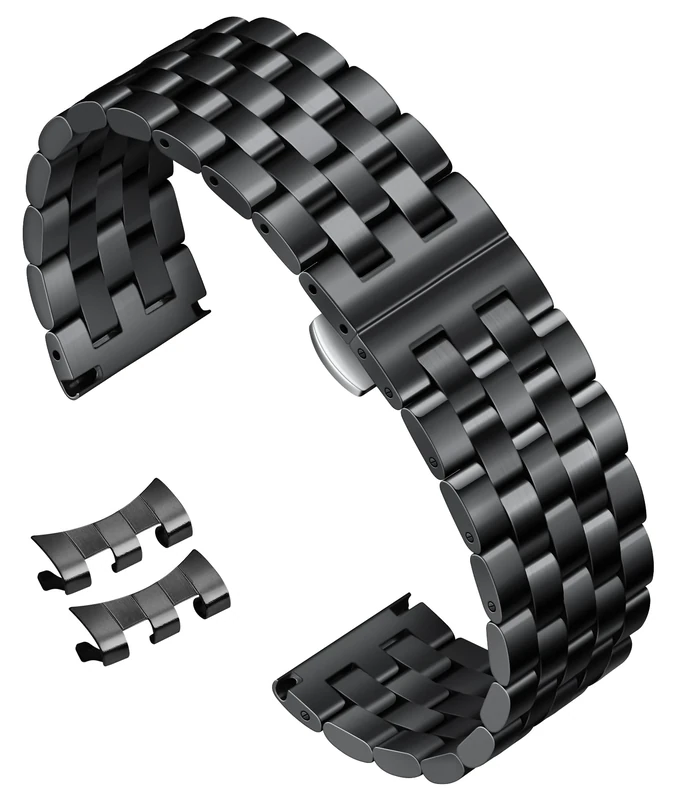 BINLUN Stainless Steel Watch Strap 18-24mm - Silver, Gold, Black, Rose