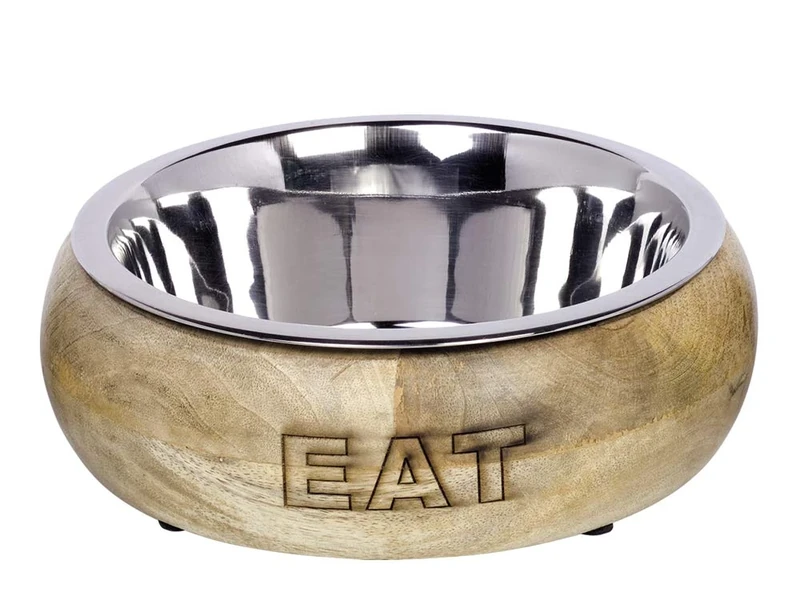 Nobby EAT Stainless Steel Bowl with Wooden Ring 1.50 Litres 23 cm